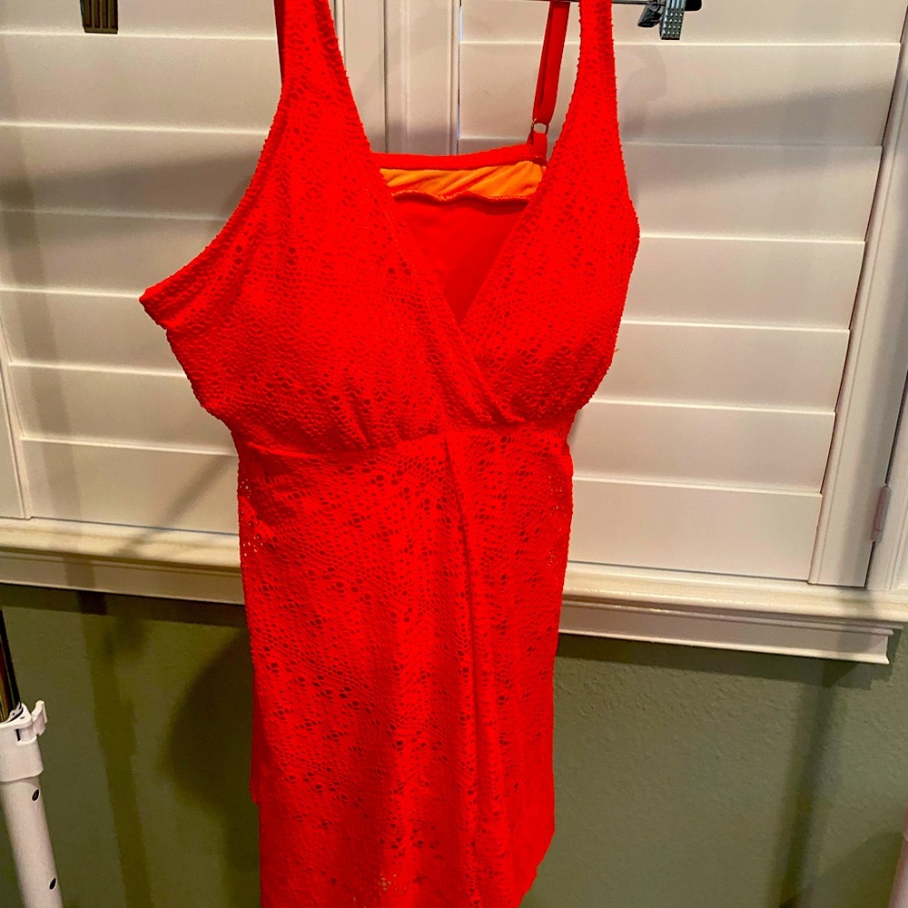 Vibrant orange one piece bathing suit